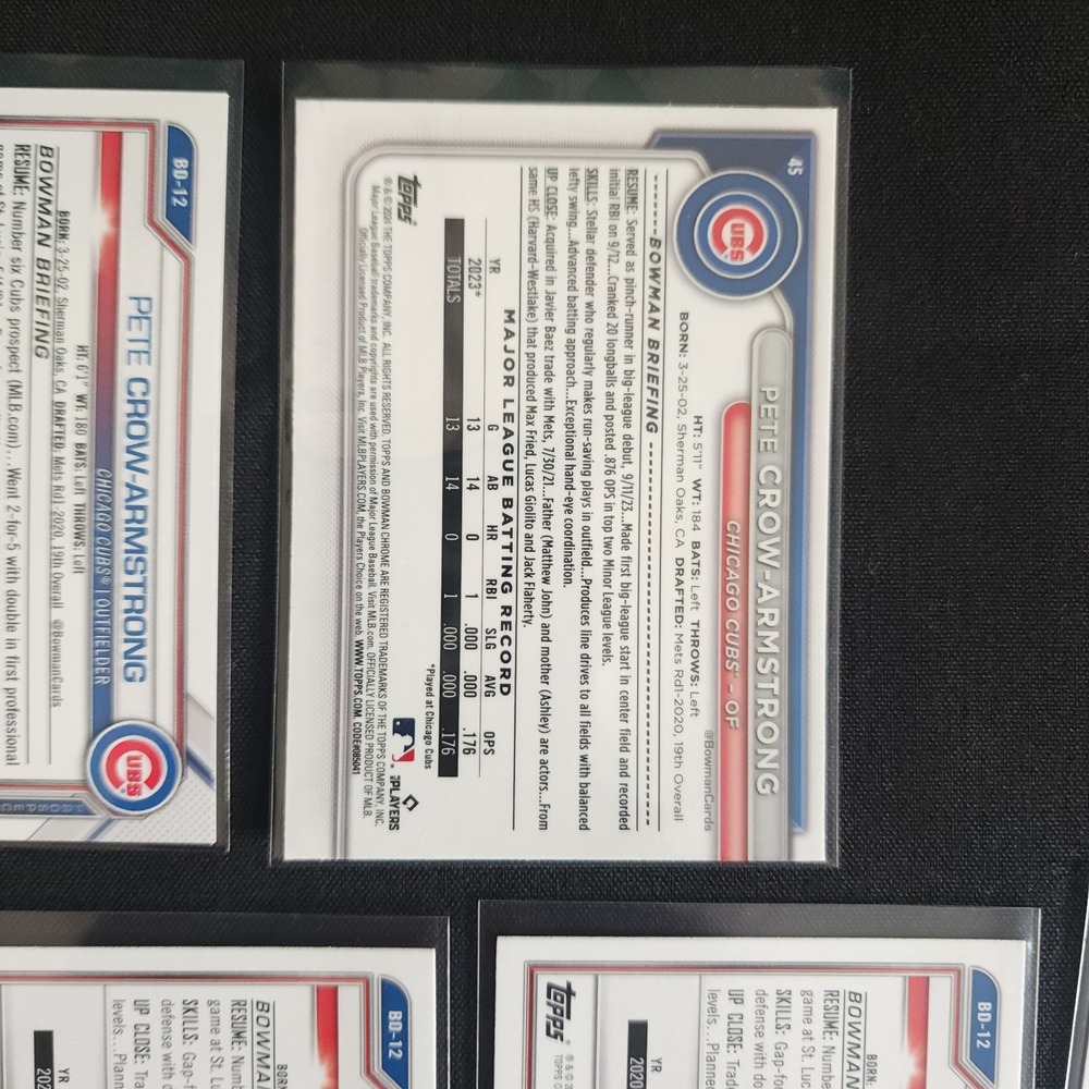 Pete Crow-Armstrong Bowman Rookie RC Cards 2021, 2024 - Picture 9 of 13